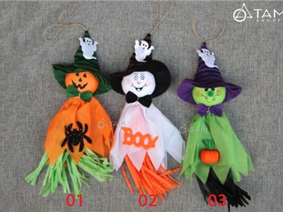 Con ma treo trang trí Halloween thủ công tua rua nhỏ HLW-MT-04